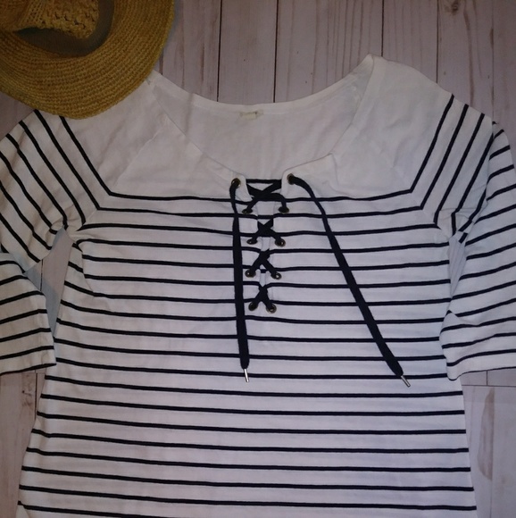 J. Crew Tops - J. Crew Navy Nautical Striped 1/2 Sleeve Top
